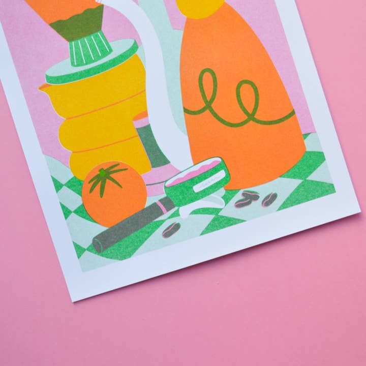 Lauren Morsley - Wholesale Art Print - Coffee A4 Risograph Print