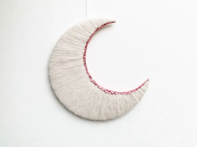 The Cosmic Workroom – wholesale Wall Accent – White & Pink Crescent Moon Wall Hanging0