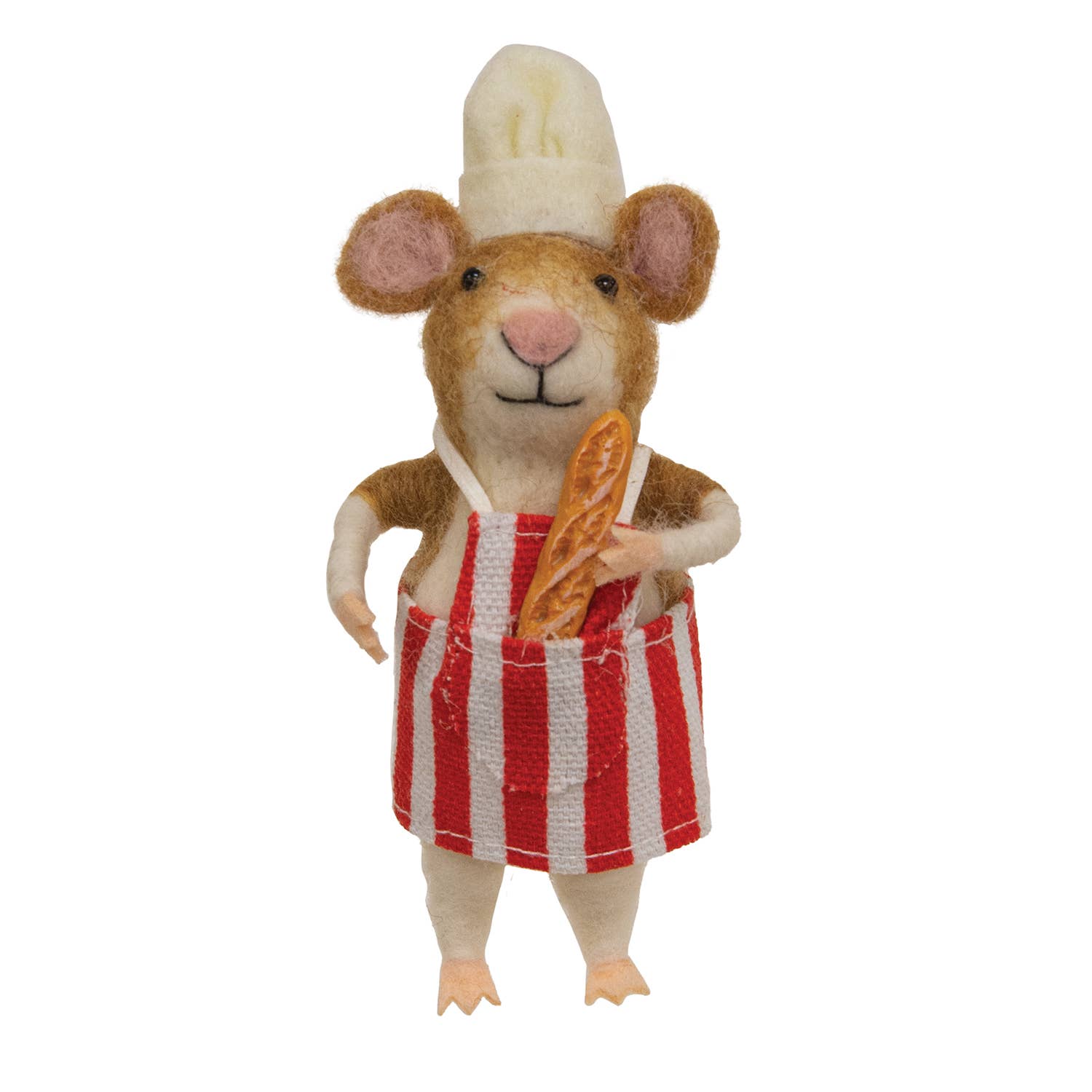 Bright Ideas – wholesale Ornament – Chef Mouse with Baguette Felted Ornament0