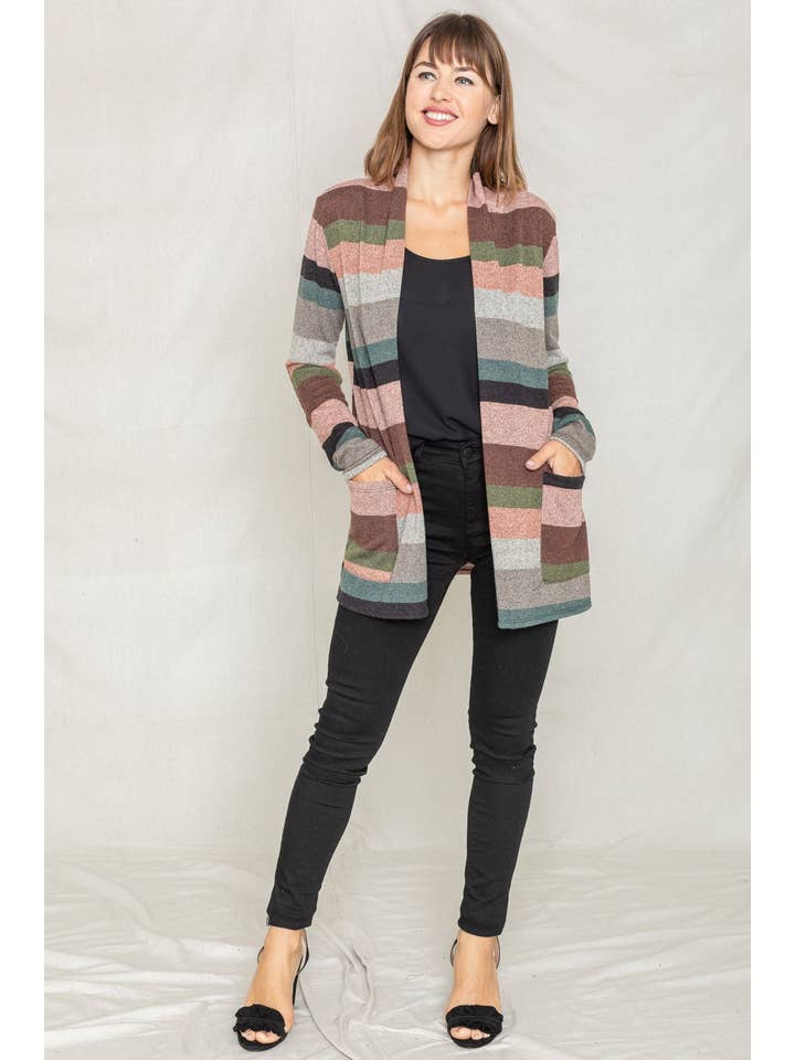EG fashion - Wholesale Cardigan - Dames - Plus suède elleboogpatch open vest met zakken6