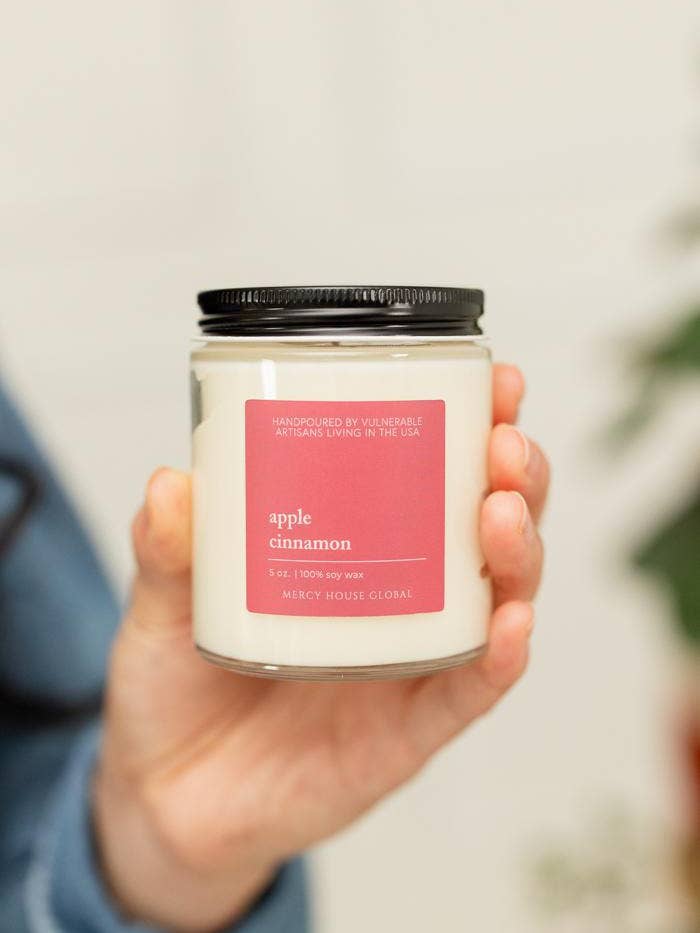 Apple Cinnamon Candle | 5 oz Glass Jar for wholesale by Mercy House Global