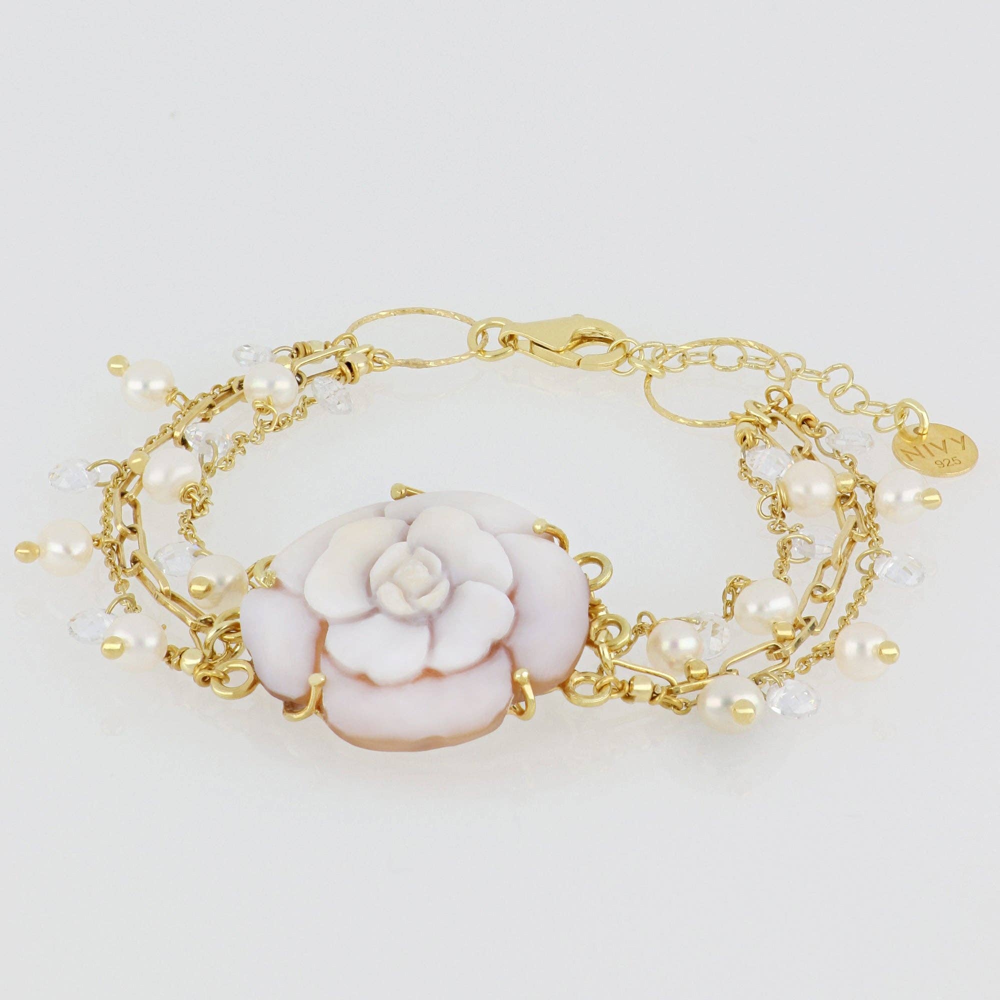 Nivy - Venta al por mayor Pulseras de abalorios/colgantes - Pulsera con camafeo de flor - Frida0