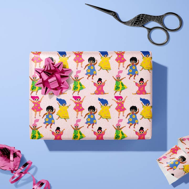 Lucy Loves Paper - Wholesale Wrapping Paper Roll - Dancing Girls | 7ft Continuous Roll Wrapping Paper3