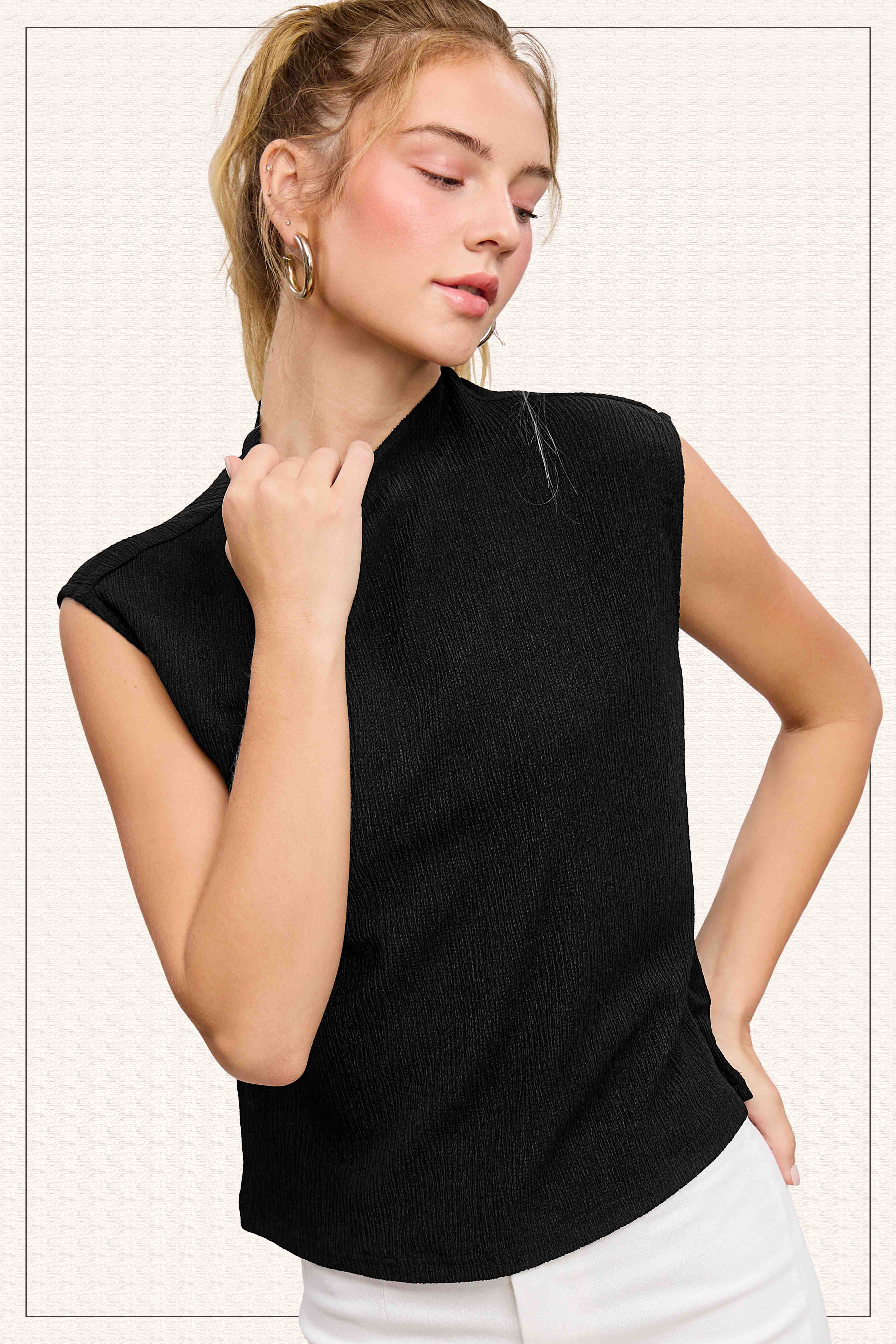 La Miel – Engroshandel Tanktop – Kvinder – HCT7705-elastisk krøllet stof ærmeløs top29