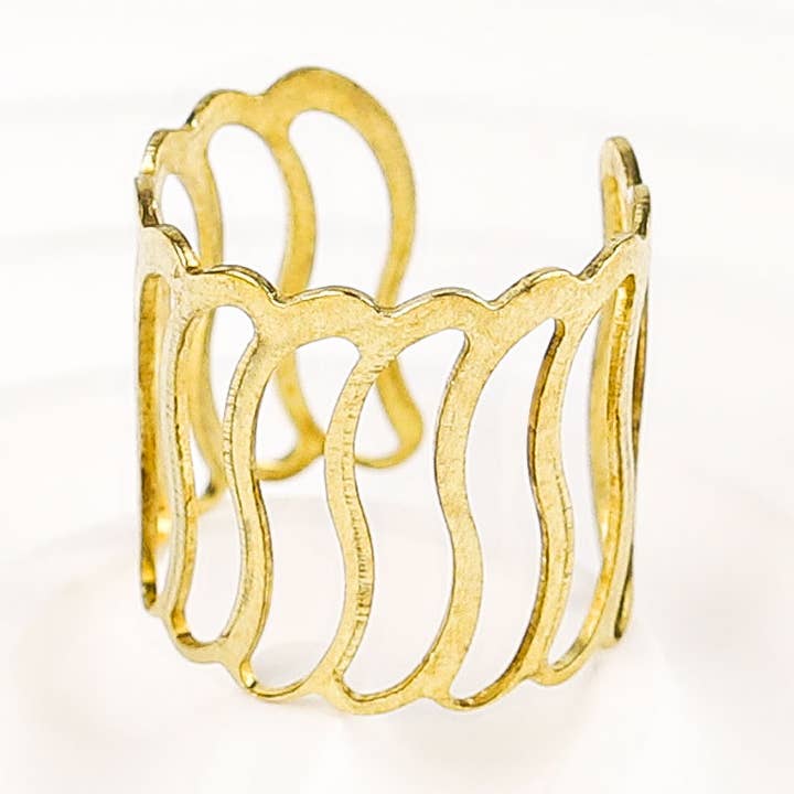 Wave Cage Ring for wholesale by Less is More