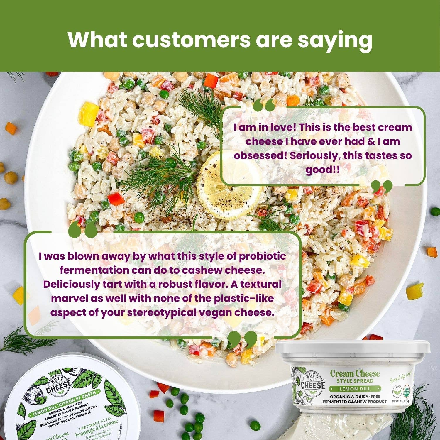 Nuts For Cheese - Vente Fromages - Tartinade au fromage à la crème au citron et à l'aneth | Sans produits laitiers | Biologique2