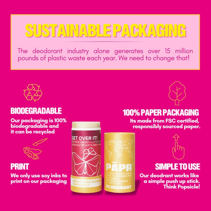 PAPER COSMETICS - Wholesale Deodorant - Unisex - Bright Shiny Morning Grapefruit All-Natural Unisex Deodorant6