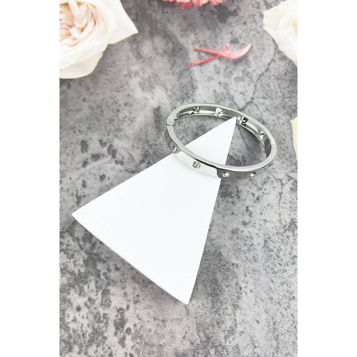 JHP Collection - Wholesale Bangle Bracelet - BANGLE BRACELET WITH RHINESTONES PATTERN3