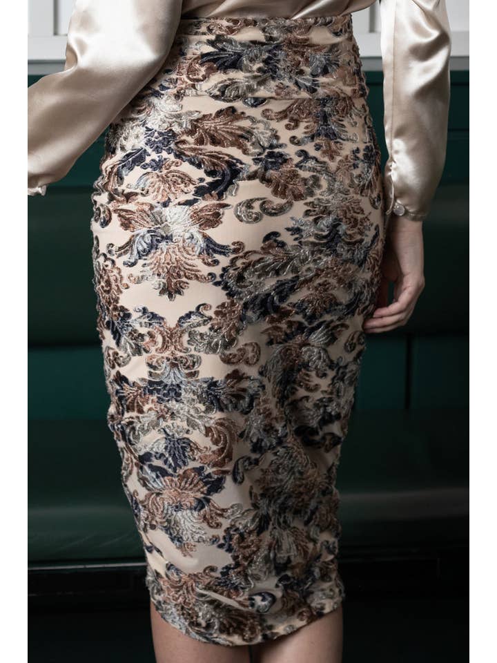 Rachel Walters Collection - Wholesale Skirt - Women's - Lottie Skirt Nude Floral