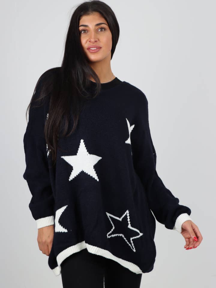 Miss Bold – wholesale Tunic sweater – Women’s – Italian Oversized Star Print Long Sleeve Jumper32
