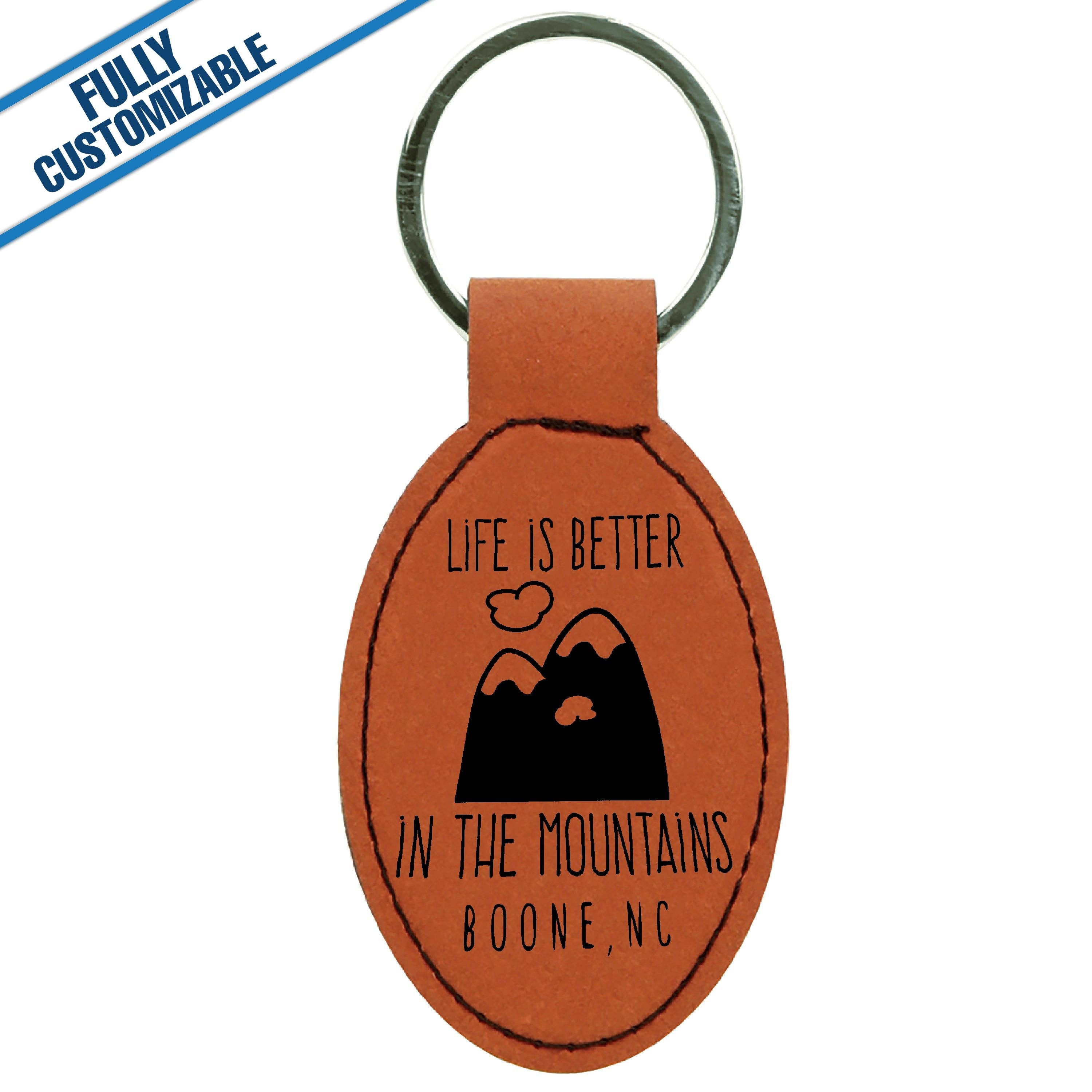 GiftWorksPlus - Wholesale Keychain - Unisex - Engraved Leatherette Oval Keychain - Fully Customizable1