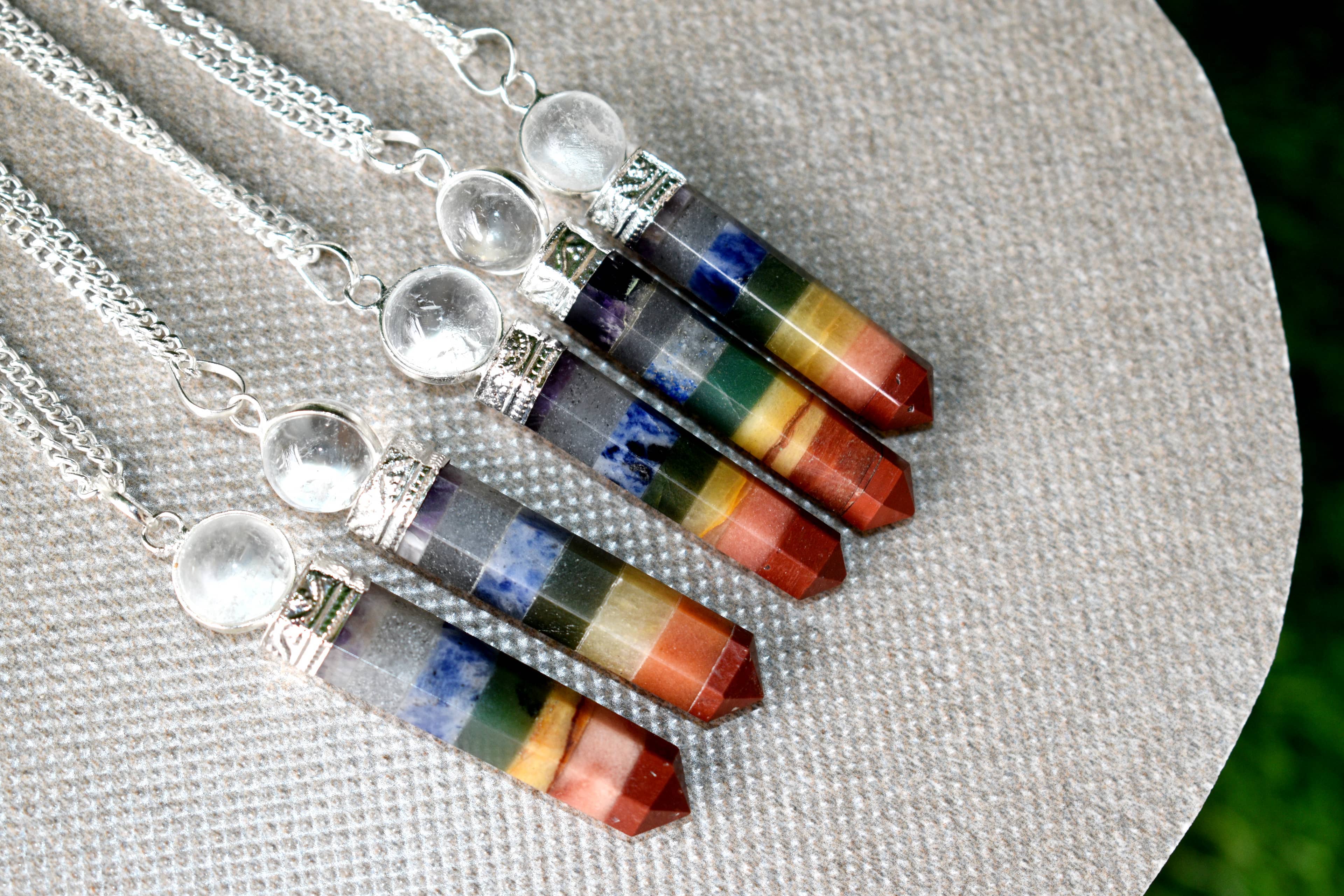 Soothing Crystals – Material de meditação por atacado – Pêndulo Seven Chakra Cristal colado com bola de quartzo2