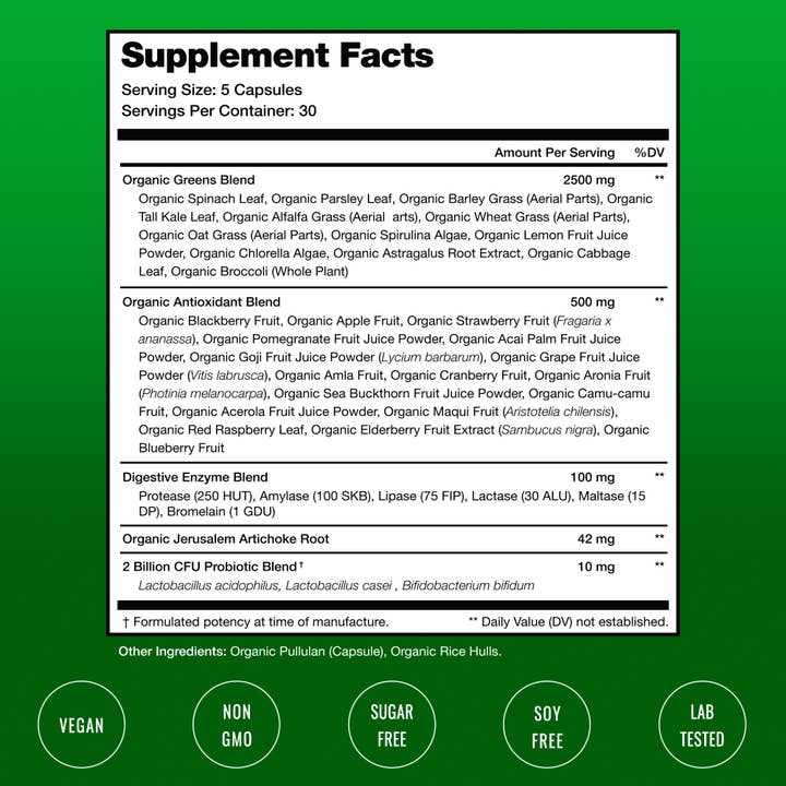 NutraChamps - Wholesale Oral Supplement/Vitamin - Super Greens Capsules - 40+ Superfoods & Greens4