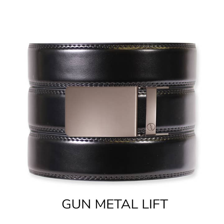 Tough Apparel - Wholesale Belt - Men's - Gloss Black Leather Ratchet Belt & Buckle Set