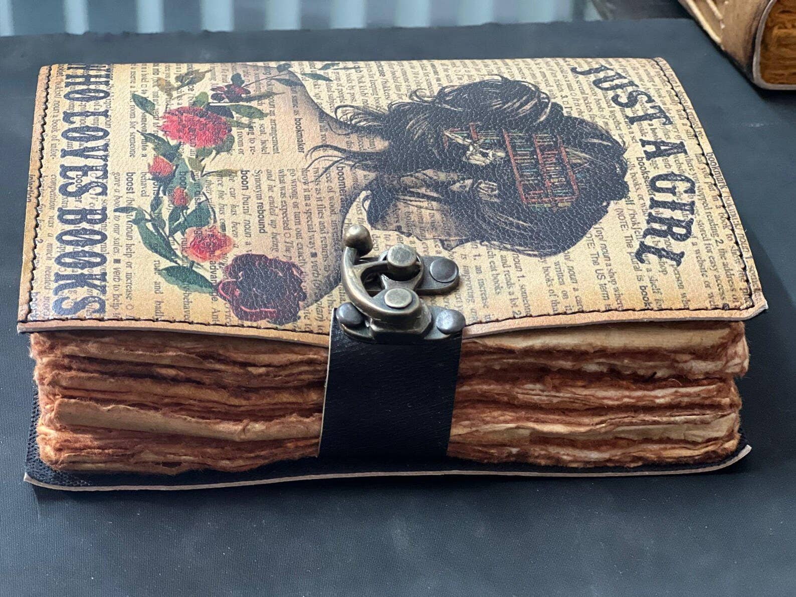 MNM HANDICRAFTS - Wholesale Journal/Diary - Just a Girl Who Loves Books – UV Print Leather Journal 2