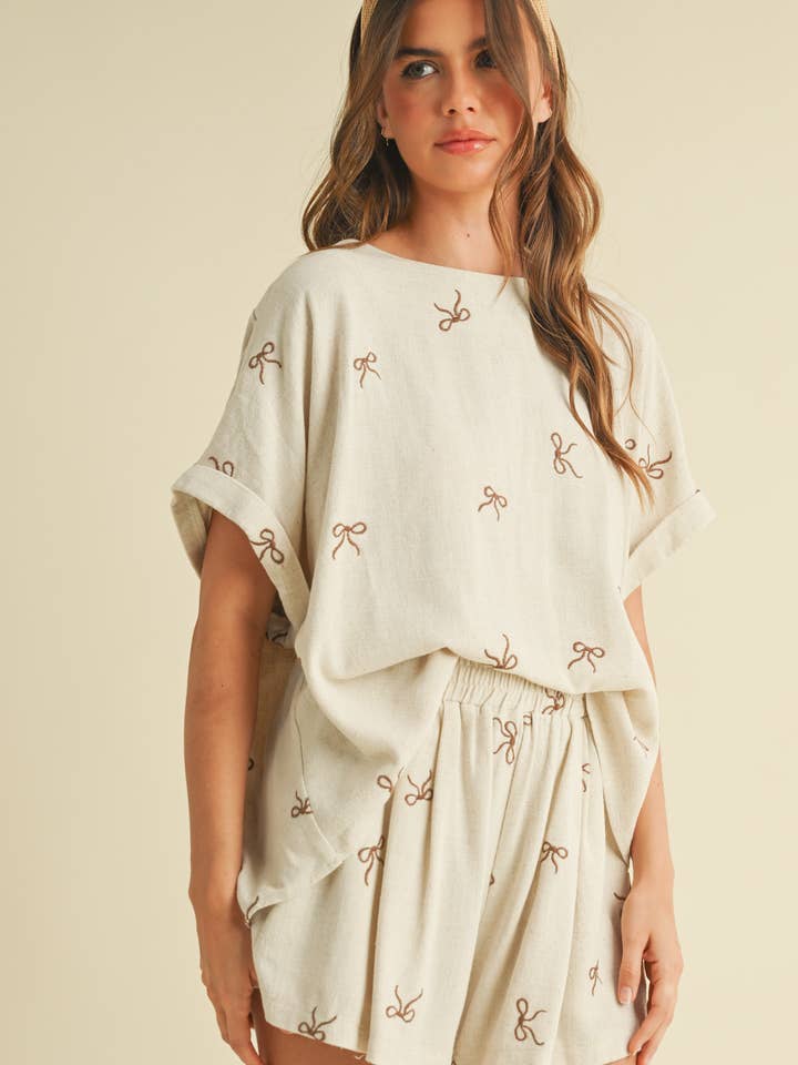 IST1598-H OVERSIZED SHORT SLEEVE TOP WITH BELTED SHORTS SET for wholesale by Klesis