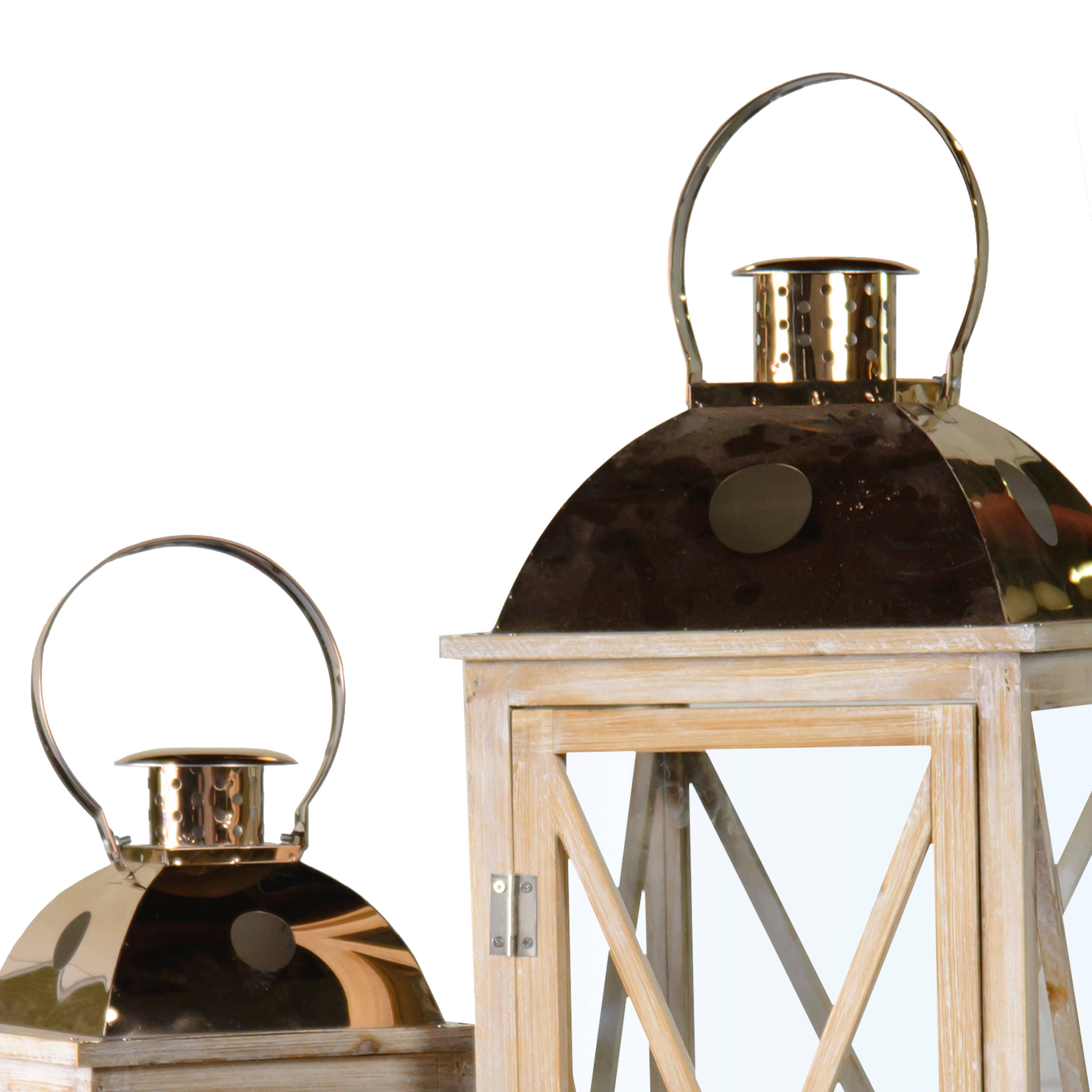 VIP Home & Garden - Wholesale Lantern - VIP Glass 28 in. White Rustic Cottage Lanterns Set  22