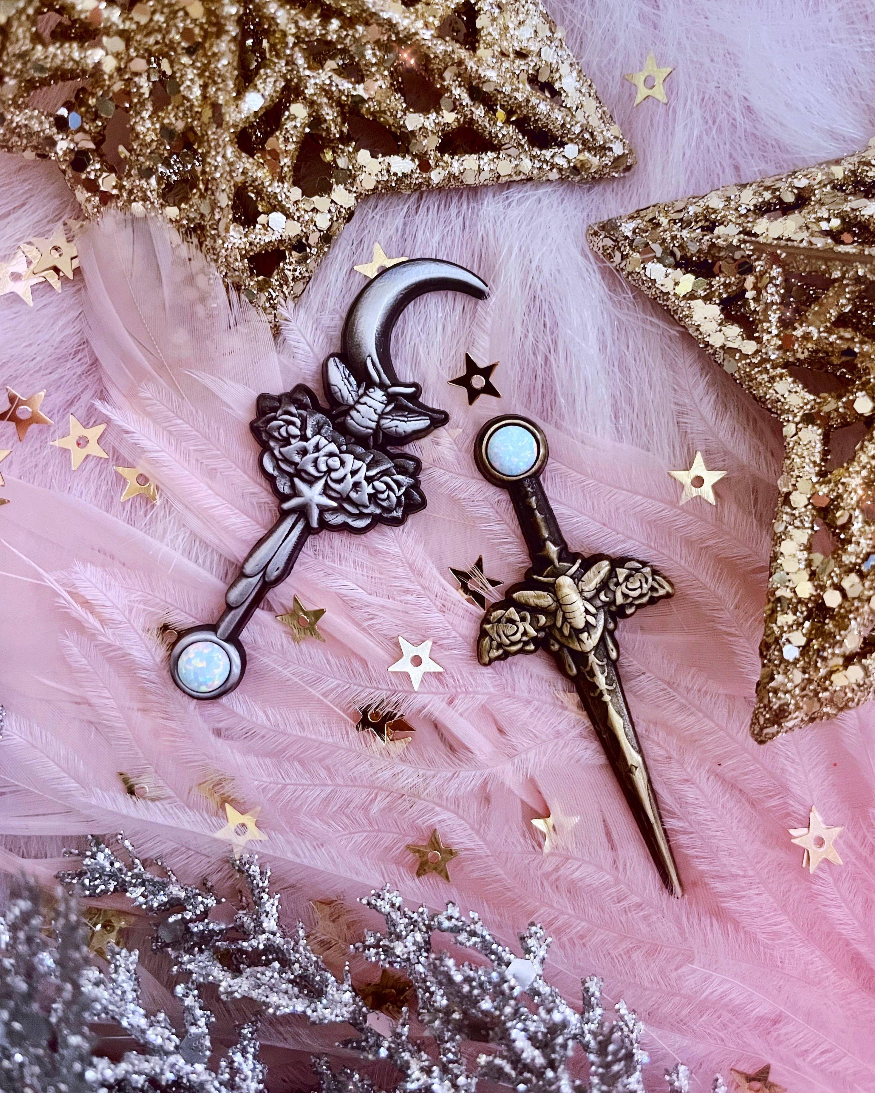 Lilly Baik - Wholesale Lapel Pin/Button - Celestial Bee Magic Wand Opal Lapel Pin4