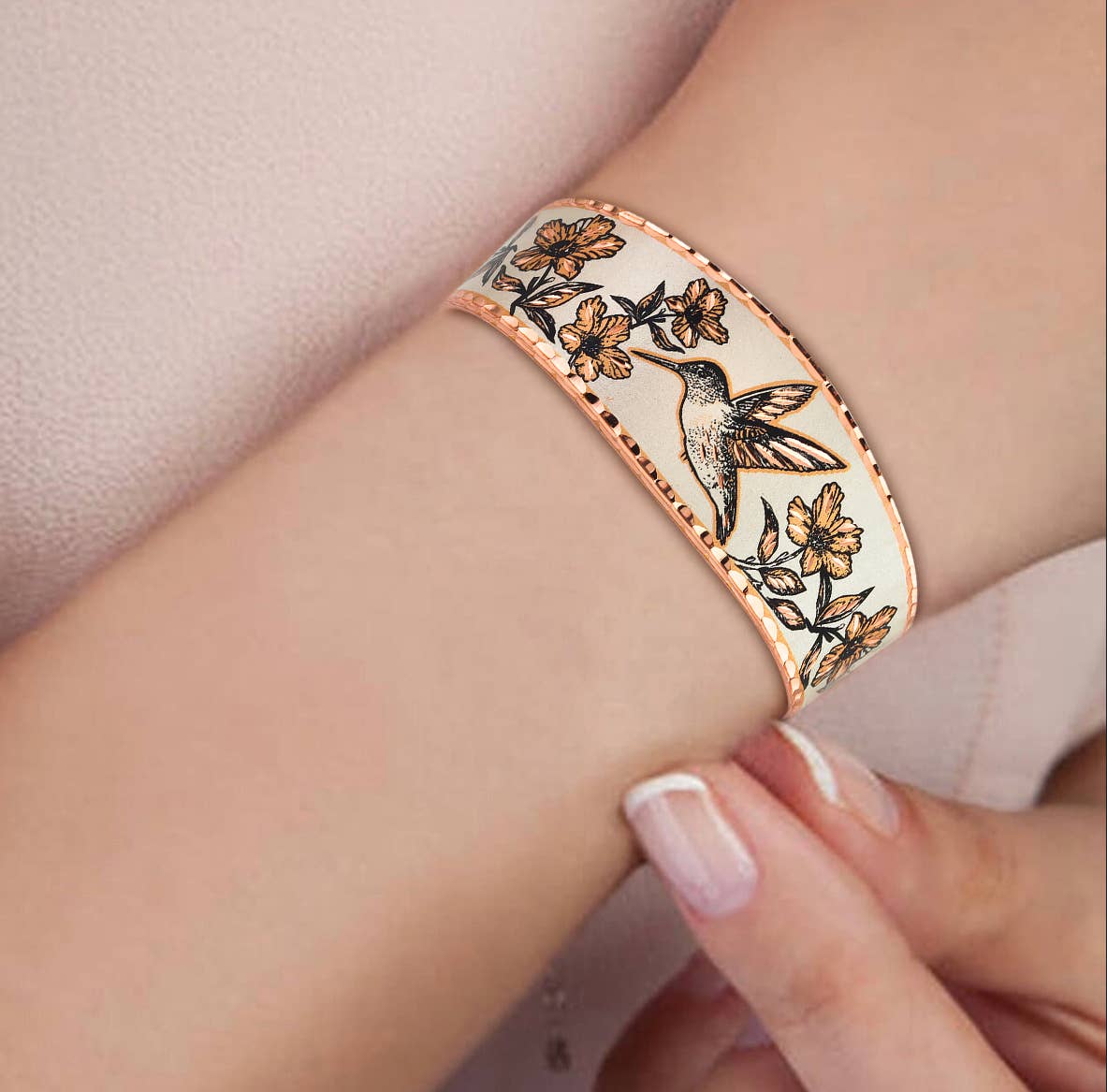 COPPER ARTS INC. - Wholesale Cuff Bracelet - BR 23 Amazing Hummingbird Bracelet2