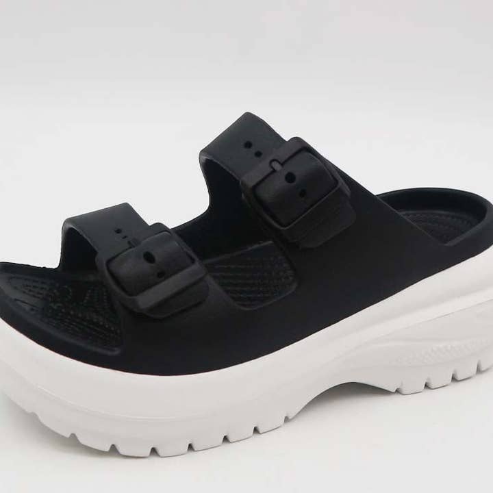 Bamboo ALVIN-01 Women Thick Bottom PVC Double Strap Beach Sandals-12 Pairs Pack-17.55/Pair for wholesale by Mars Sky Shoes Wholesale