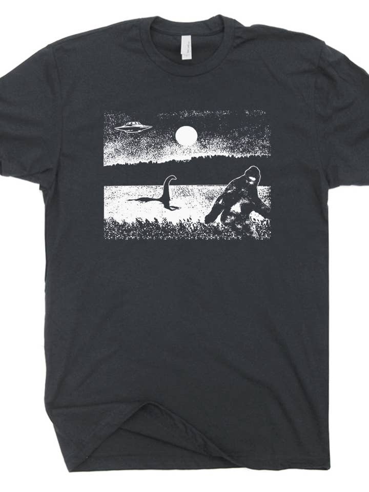 Shirtmandude Co - Wholesale Screen Printed T-Shirt - Unisex - Bigfoot Shirt Sasquatch Loch Ness Monster Cool Graphic Tee