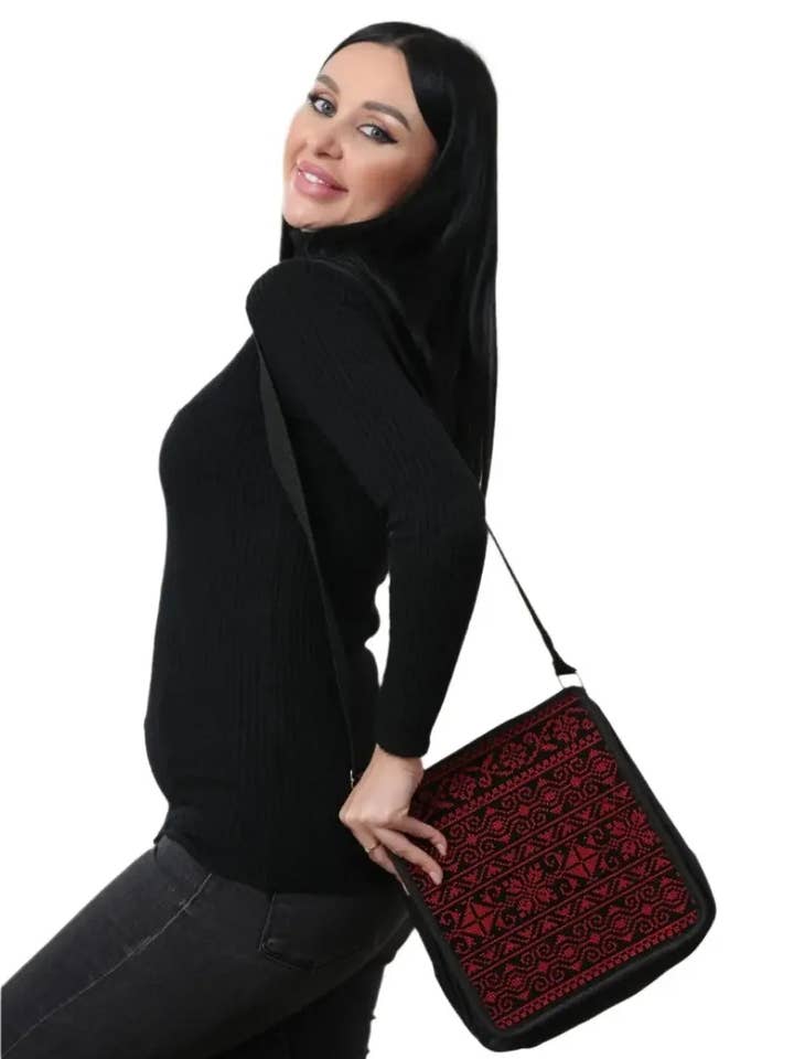 Elegant Heritage Embroidered Shoulder Bag - Traditional Craftsmanship Meets Modern Design for wholesale by Palestinian Elegance