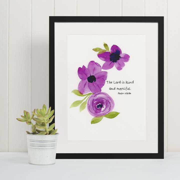 Psalm 103:8a Watercolor Illustration for wholesale by Mary Reichter