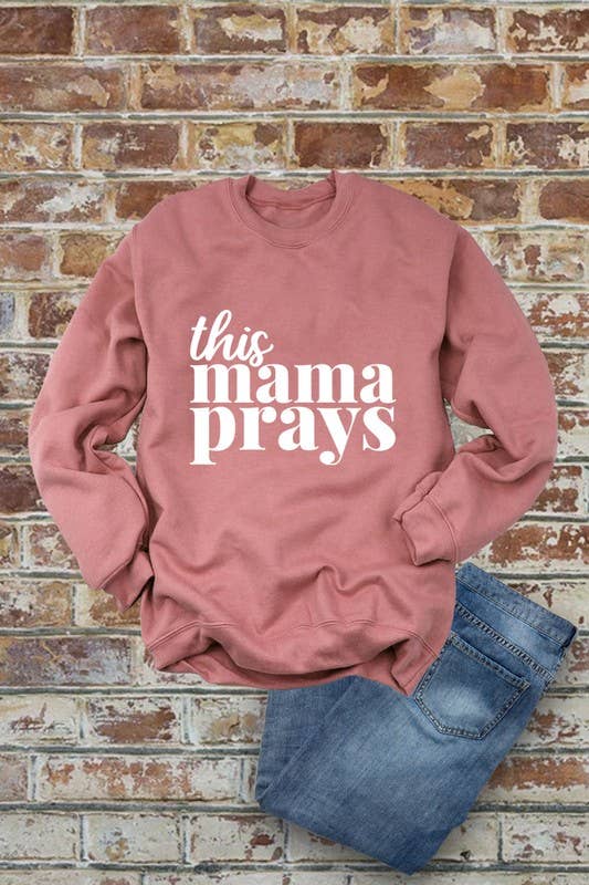 Top Avenue – Camisola gráfica - Mulher por atacado – Este camisola Mama Prays, Christian, Unissexo Gola Crewneck4