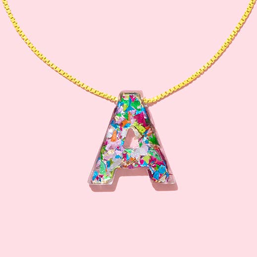 *ON SALE* Chain Necklace - Letters - Colorful Confetti -Each for wholesale by Taylor Elliott Designs