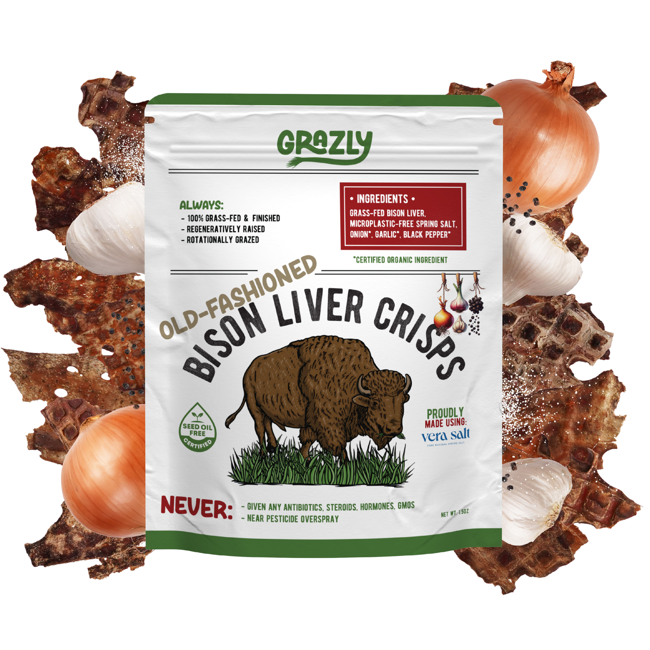 Grazly - Wholesale Jerky - Bison Liver Crisps - 100% Grass-Fed/Finished (Copy)1