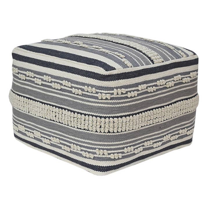 Square Handwoven Stripe Loop Ottoman Pouf for wholesale by CG Hunter