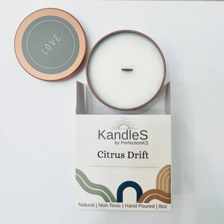 Citrus Drift Luxury Candle | Eco-Friendly Clean-Burning Wooden Wick Candle for wholesale by PerfectionKS