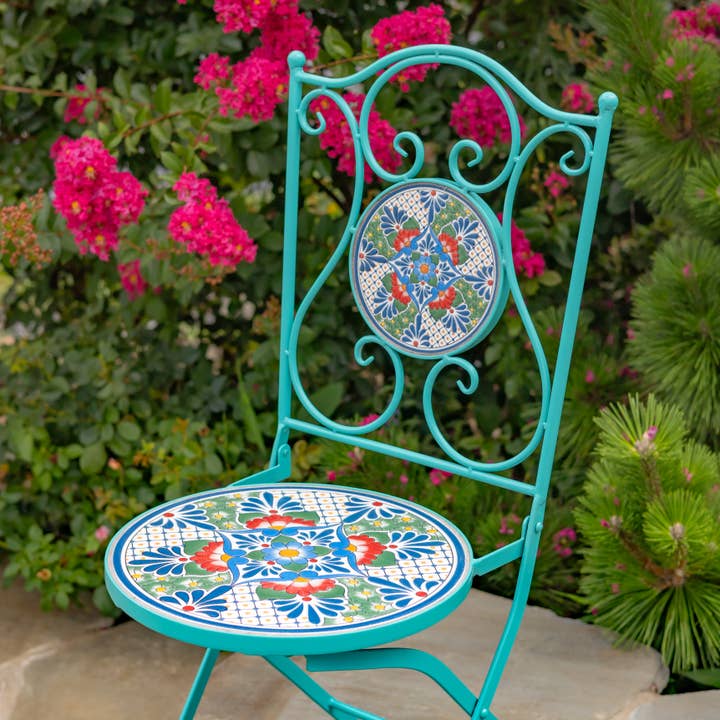 Zaer Ltd. International - Wholesale Patio Set - "Baton Rouge" Mosaic Bistro Set - 3PC/Set- Blue, Green & Red5