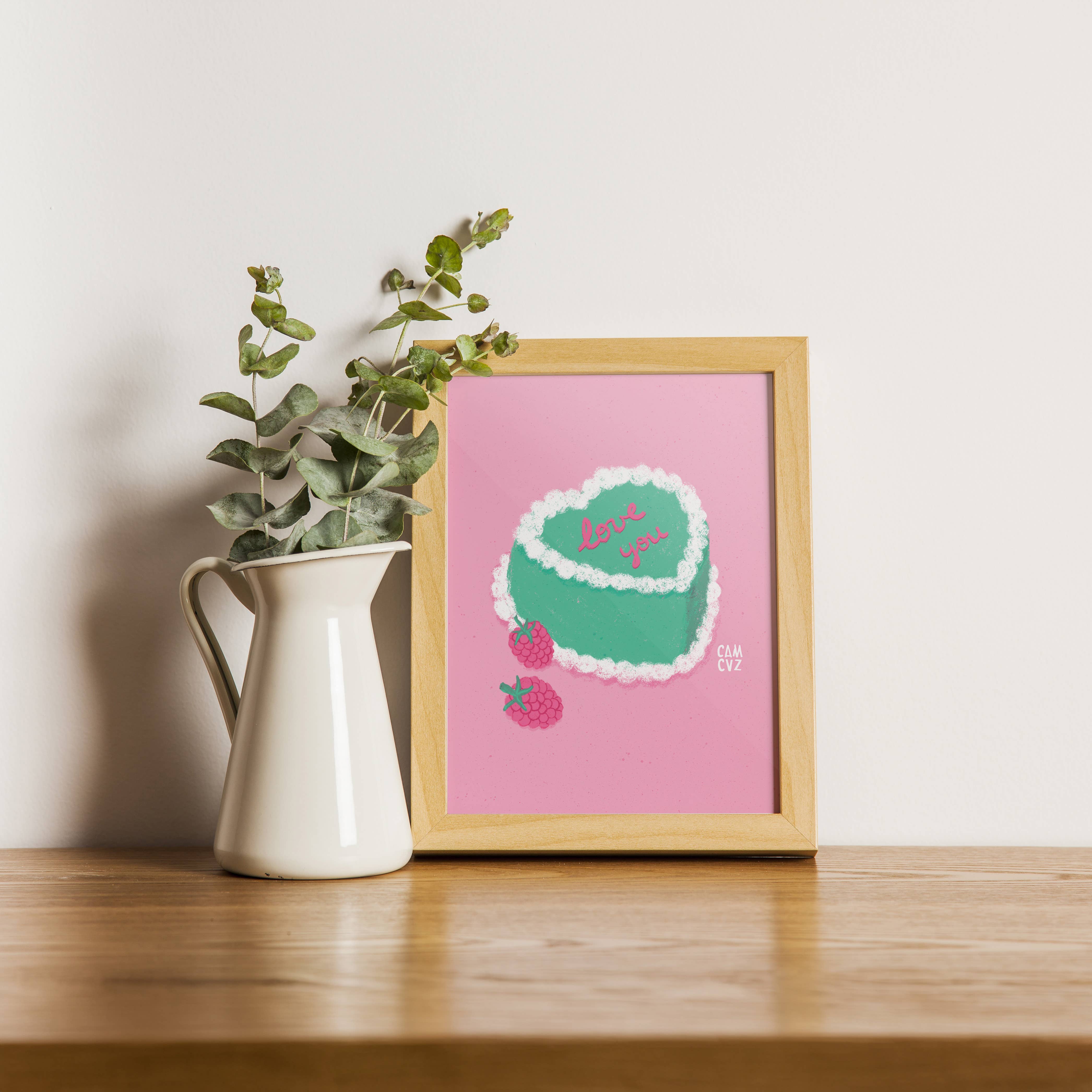 Camille Cauvez illustration et papeterie - Wholesale Art Print - Bento cake | display pastry, cooking, love, Valentine's Day2