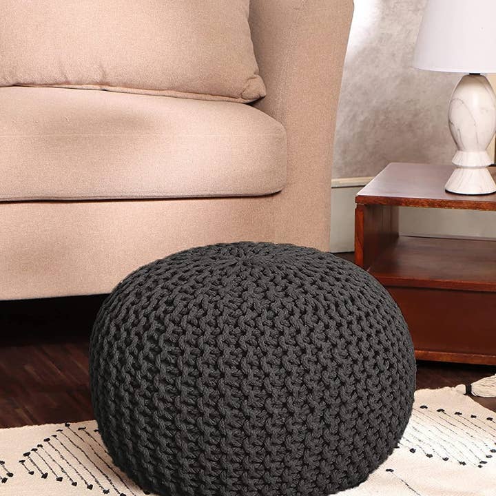 REDEARTH Round Pouf (19.5"x19.5"x14") - Dark Gray for wholesale on Faire