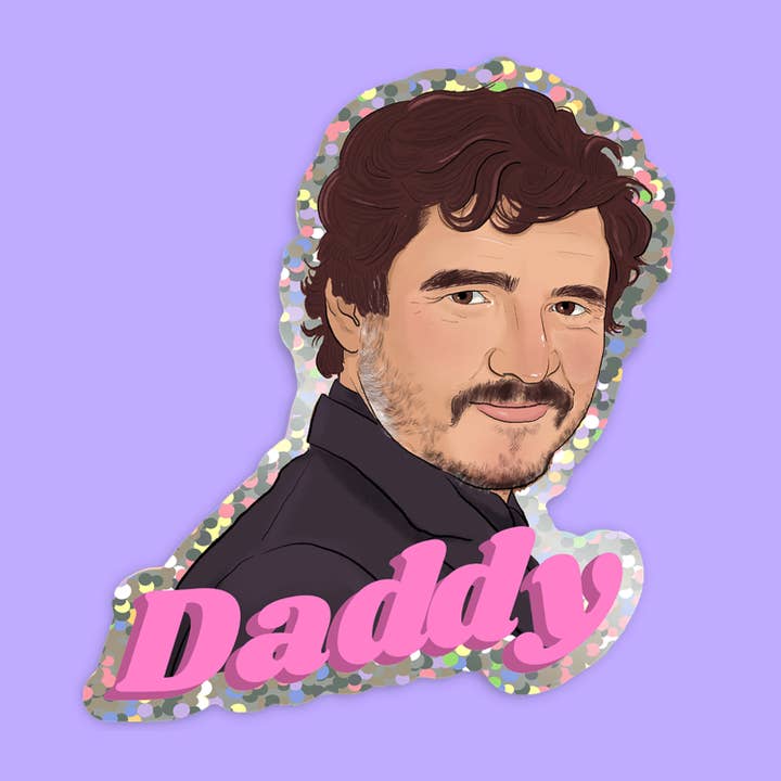 Autocolante Pedro Pascal, BRILHO, Papá, Presentes para ela, engraçado por atacado de The Queer Store
