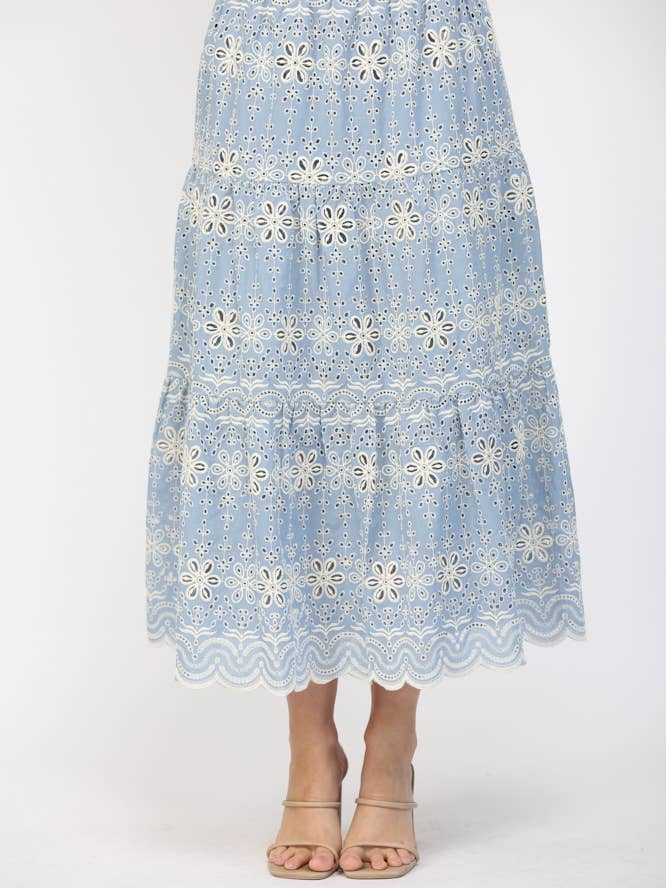 MAXIROK MET ELASTISCHE TAILLEBAND EN LAGEN FS52018 voor wholesale door FATE