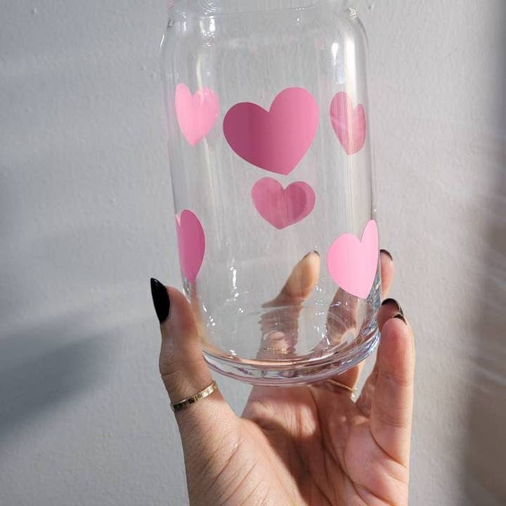 Pink Retro Daisy 16 oz Can Glass Cup for wholesale by SnaptureThis