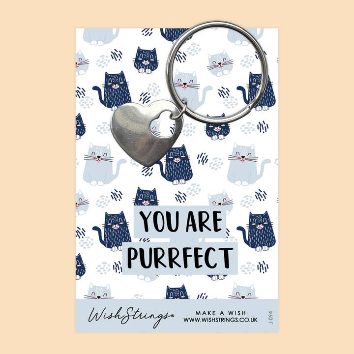 PURRFECT - Porte-clés Cœur - J094-KR pour la vente par WishStrings