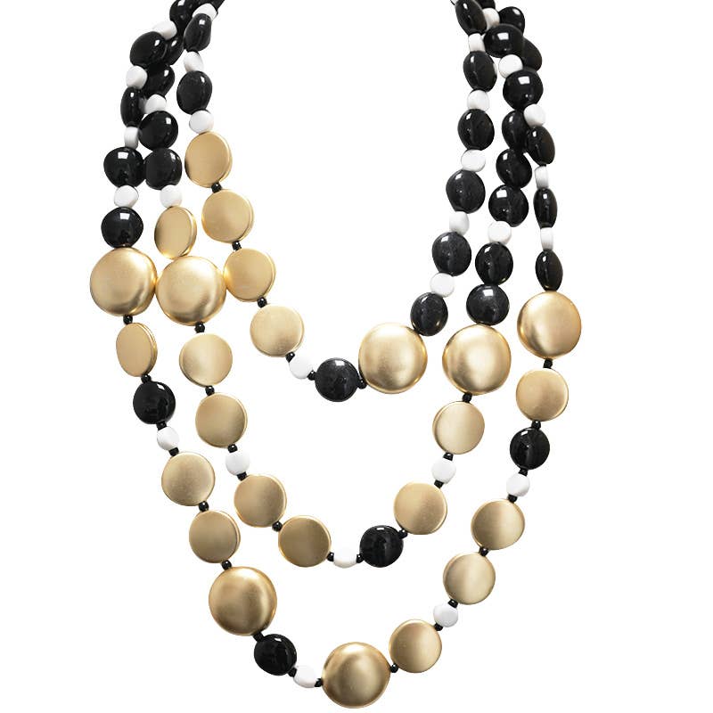 AMORINO SRL – Engroshandel Perlehalskæde – TRE-STRANGET HALSKÆDE MED PERLER I RESIN - FT24152B6193