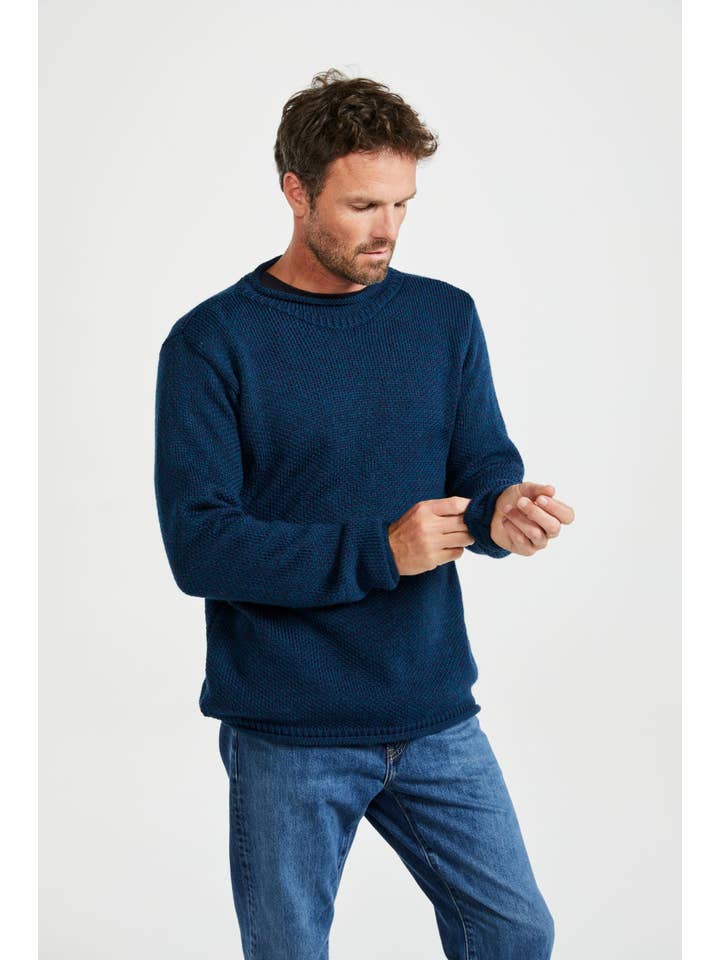 Aran Woollen Mills – Engroshandel Pullover - Herre – Moycullen rullekrave sweater - Atlantic Blue2