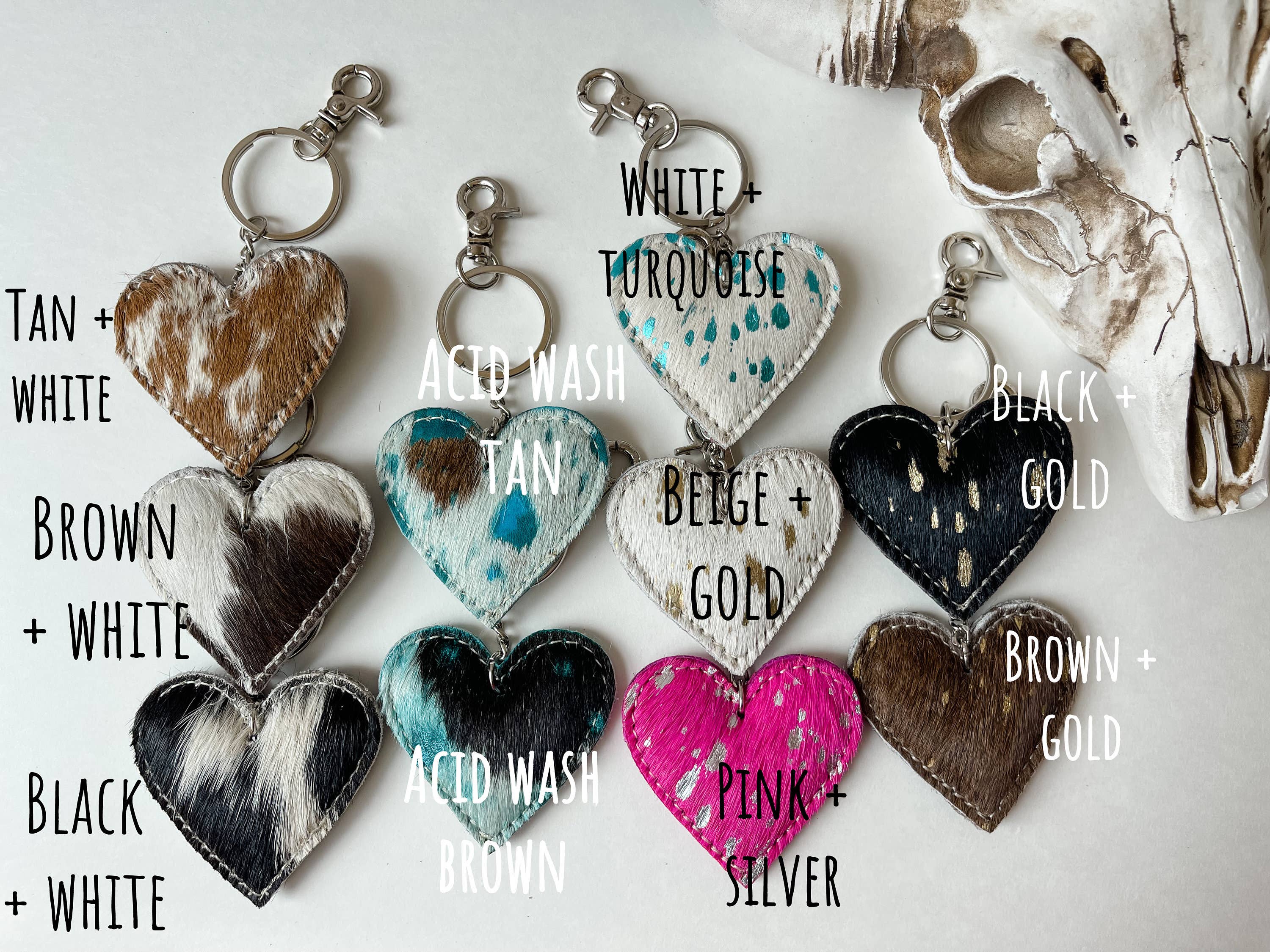 Boho Ranch Shop - Wholesale Keychain - Women's - Western Heart Cowhide Hairon Keychain5