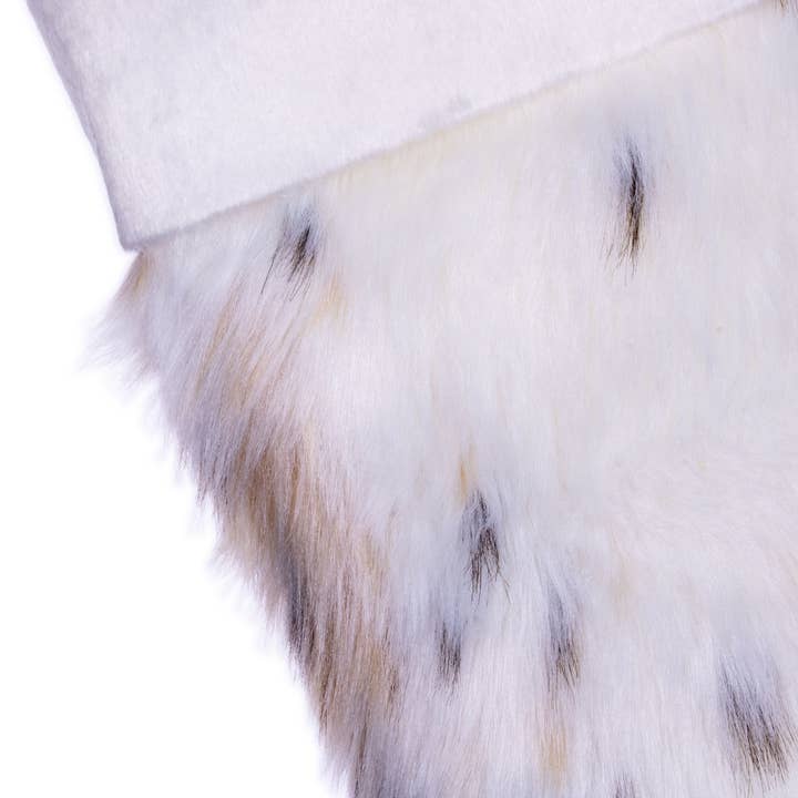 White Vickerman 20"x8" Snow Lynx Faux Fur Stocking for wholesale on Faire2