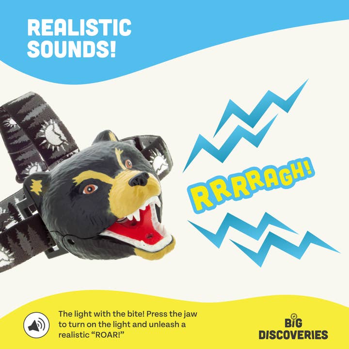 Sun Company / Big Discoveries - Wholesale Light-Up Toy - Kids & Baby - Black Bear LED Headlamp for Kids