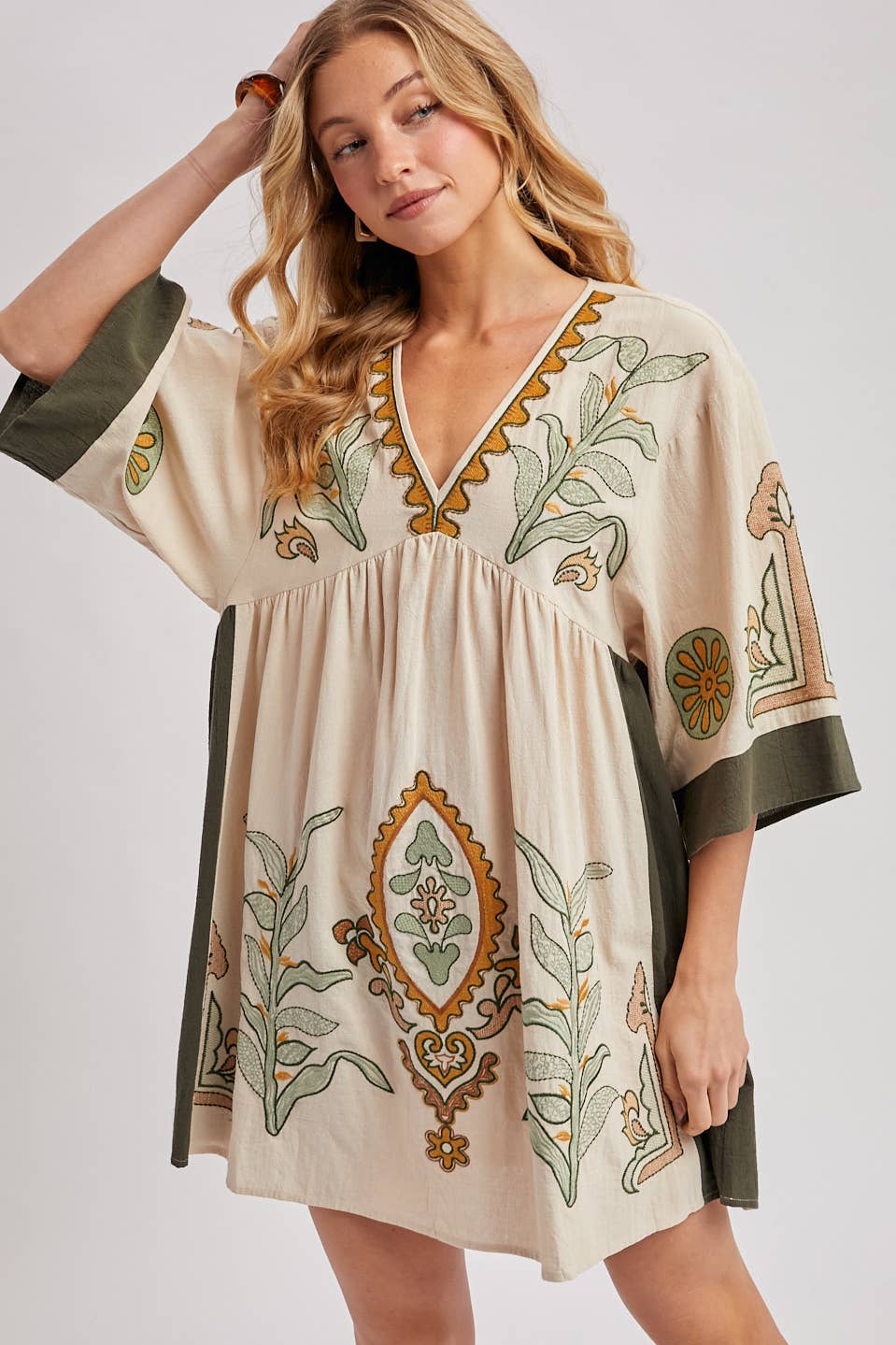 Bluivy - Wholesale Dress - Women's - BOHO EMBROIDERED BABYDOLL DRESS2