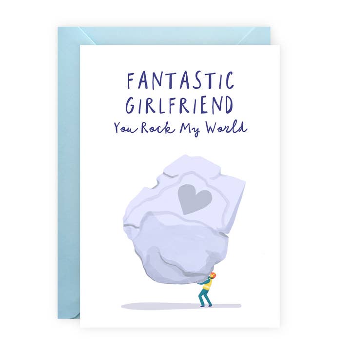 Girlfriend Valentines Card - Giant Rock - UK Designed for wholesale by Painted Parasol Studio