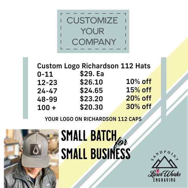 YOUR LOGO Leather Patch Hat for wholesale by Sandpoint Laser Works