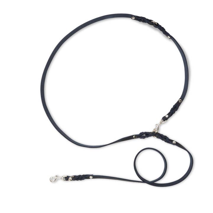 Molly and Stitch - Wholesale Pet Leash - Dog - Butter Leather 3x Adjustable Dog Leash - Navy Blue6