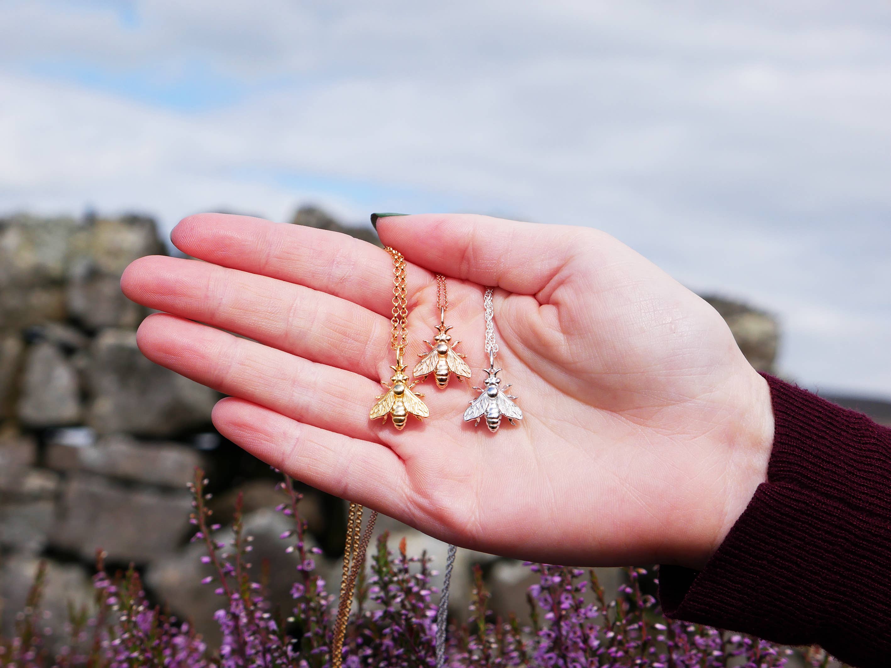 In The Heather – wholesale Pendant/charm necklace – Scottish honey bee necklace in sterling silver11