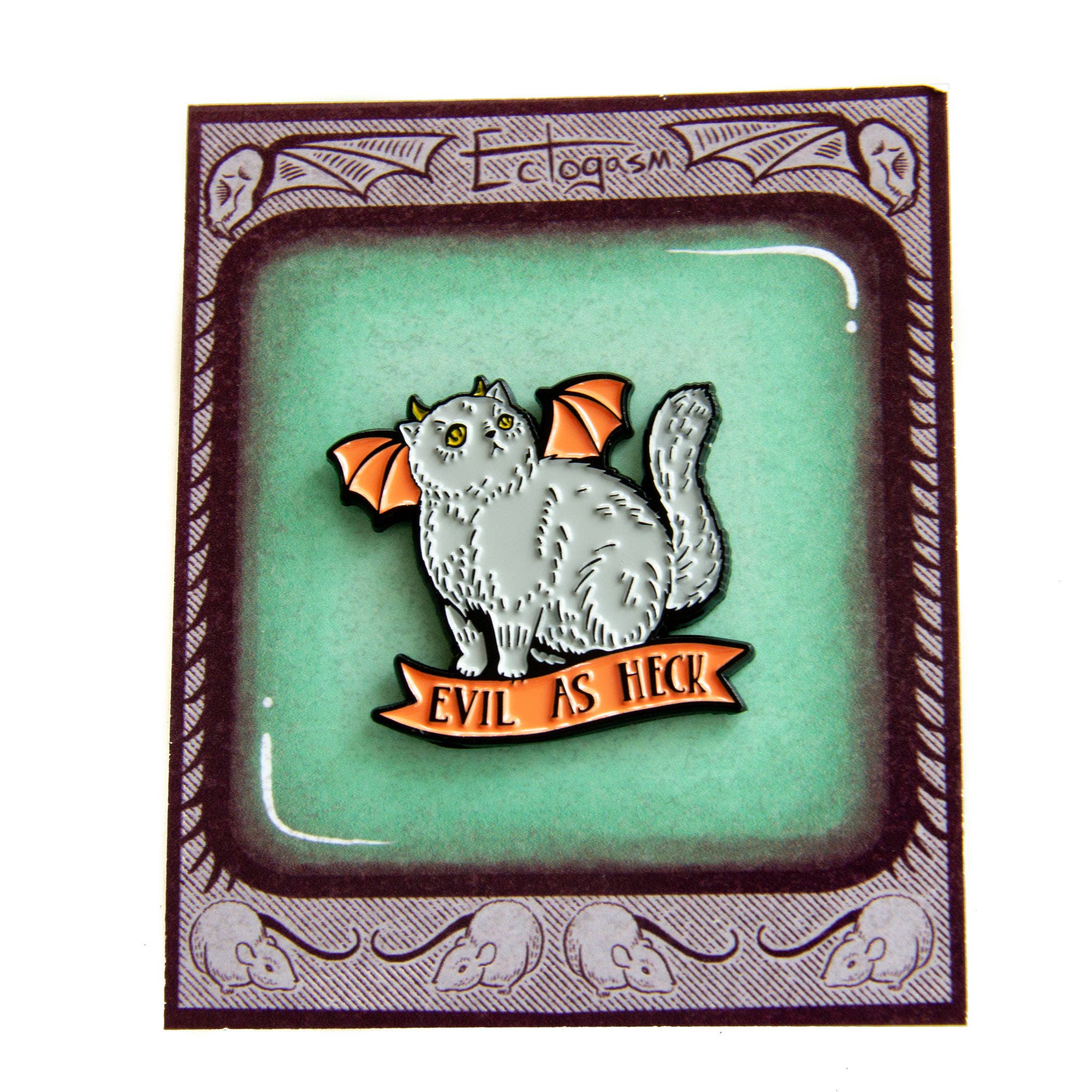 Ectogasm - Wholesale Lapel Pin/Button - "Evil As Heck" Halloween Devil Cat Enamel Pin2